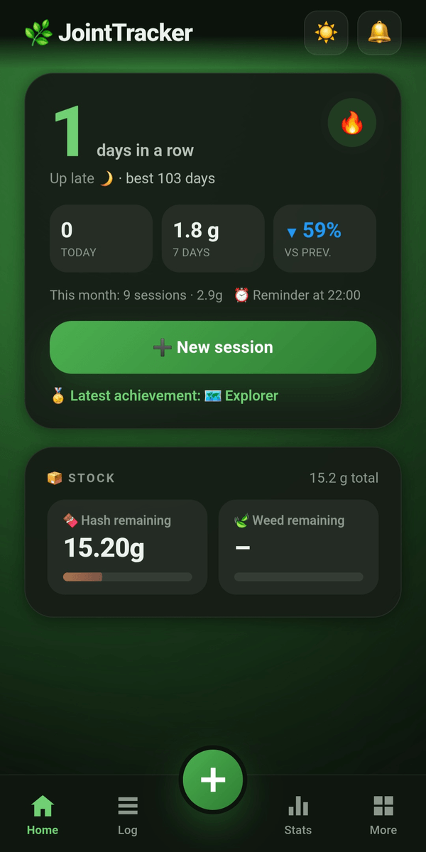 Schermata Home di JointTracker